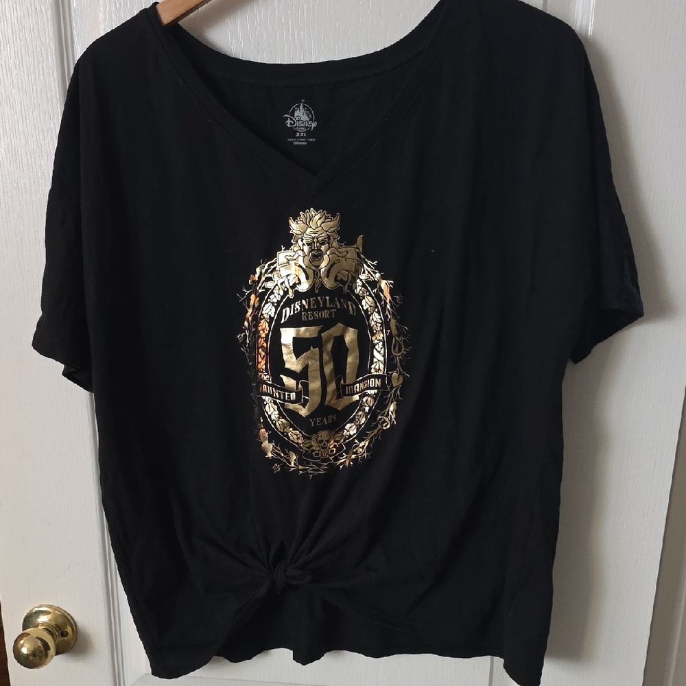 Haunted Mansion Black and Gold 50th Year Women's Top XXL